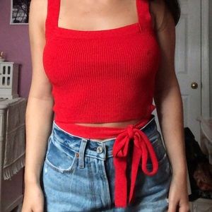 Urban outfitters red tie top
